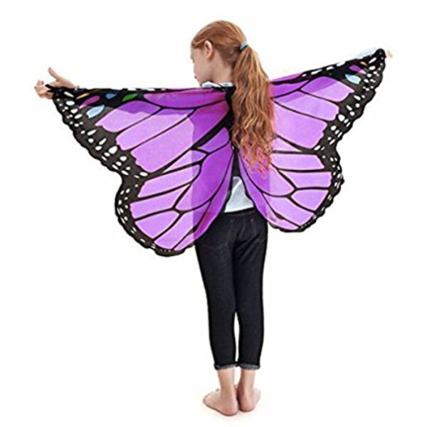 Faschingskostüme Schmetterling Schal Kinder Kostüm Schmetterlingsflügel Pixie Halloween Cosplay Schmetterlingsf Butterfly Wings Flügel LMMVP (A- Lila)