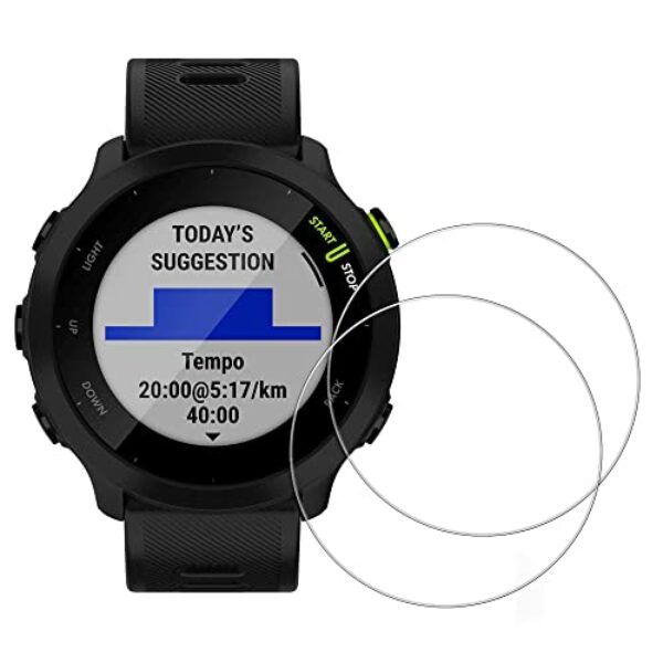kwmobile 2x Echtglas Displayschutzfolie kompatibel mit Garmin Forerunner 55 Schutzglas - Displayschutz für Smartwatch aus Glas - Schutz Glas für Fitness Tracker