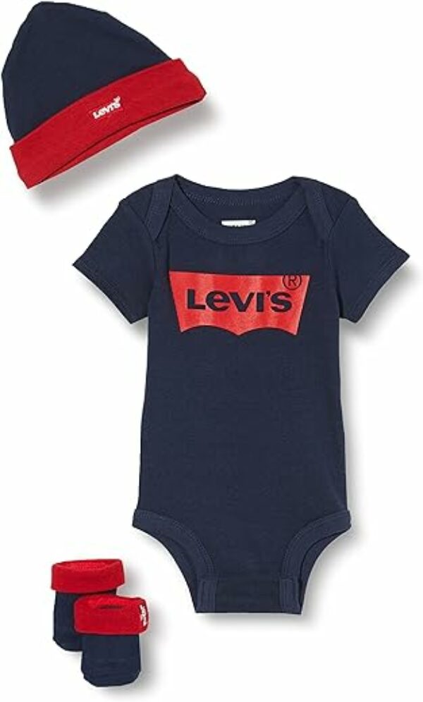 Levi's Kids Classic batwing infant hat bodysuit bootie set 3pc Baby Jungen