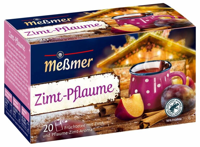 Meßmer Zimt Pflaume | Früchtetee mit Zimt und Pflaume-Zimt-Aroma | 20 Teebeutel | Vegan | Glutenfrei | Laktosefrei