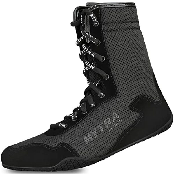 Mytra Fusion Boxschuhe Wildleder Boxstiefel für Junioren, Jungen und Boxschuhe Herren (42, Black)