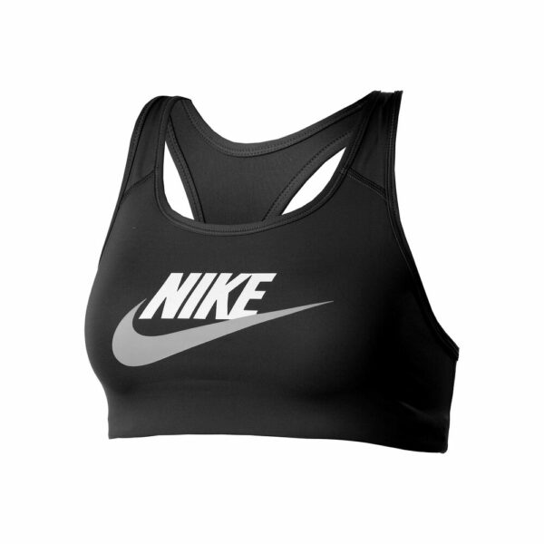 Nike Dri-Fit Swoosh Club Graphic Sport-BH Damen - Schwarz, Weiß, Größe XS