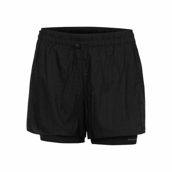 Saucony Elevate 4in 2in1 Shorts Damen - Schwarz, Größe L