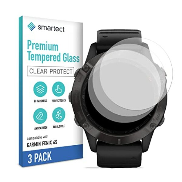 smartect Schutzglas [3 Stück, Klar] kompatibel mit Garmin Fenix 6S / 6S Pro, HD Schutzfolie Anti-Kratzer, Blasenfrei, 9H Härte, 0.3 mm Ultra-klar, Ultrabeständig