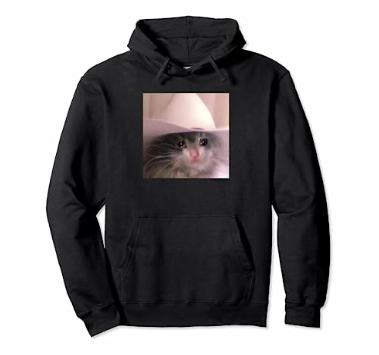 traurige Katze Cowboyhut Pullover Hoodie