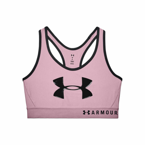 Under Armour Mid Keyhole Graphic Sport-BH Damen - Rosa, Schwarz, Größe XS