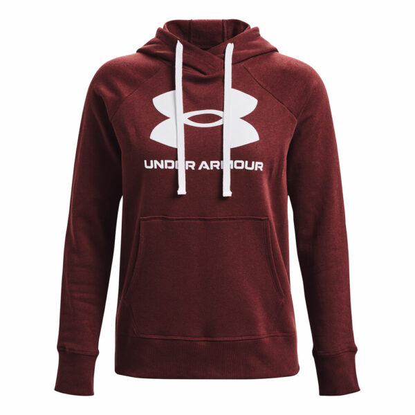 Under Armour Rival Fleece Logo Hoody Damen - Dunkelrot, Weiß, Größe L