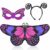 Beelittle Butterfly Wings Costume 3 Pieces Fancy Dress-Up Set Butterfly Wings Cape Schal mit Antennen-Stirnband und Maske für Mädchen (Pink Lila)