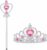 Vicloon Princess Dress Up Zubehör: Krone, Zepter. Cosplay, Karnevals-Geburtstagsfeier-Halloween-Party (Pink)